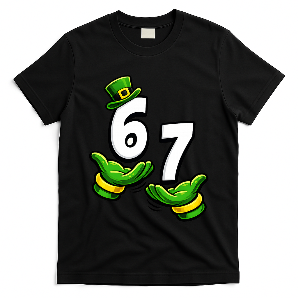 Six Seven 67 St Patricks Day 6 7 Shamrock Meme T-Shirt
