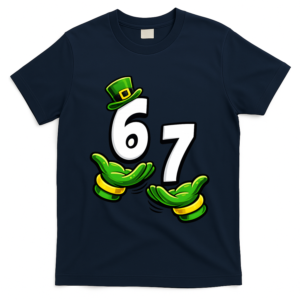 Six Seven 67 St Patricks Day 6 7 Shamrock Meme T-Shirt
