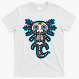 Sugar Skull Axolotl Skeleton Halloween Dia De Los Muertos  T-Shirt - White