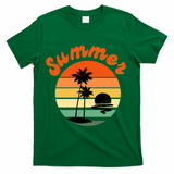 Summer Sunset Beach Retro Vacation T-Shirt - Green