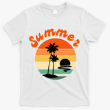 Summer Sunset Beach Retro Vacation T-Shirt - White
