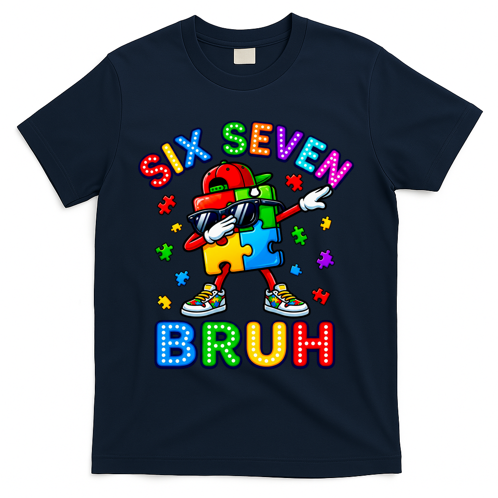 Six Seven Bruh Autism T-Shirt - Navy