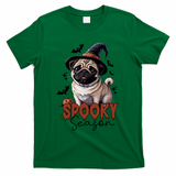 Spooky Season Cute Pug Halloween Graphic T-Shirt - Green