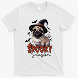 Spooky Season Cute Pug Halloween Graphic T-Shirt - White