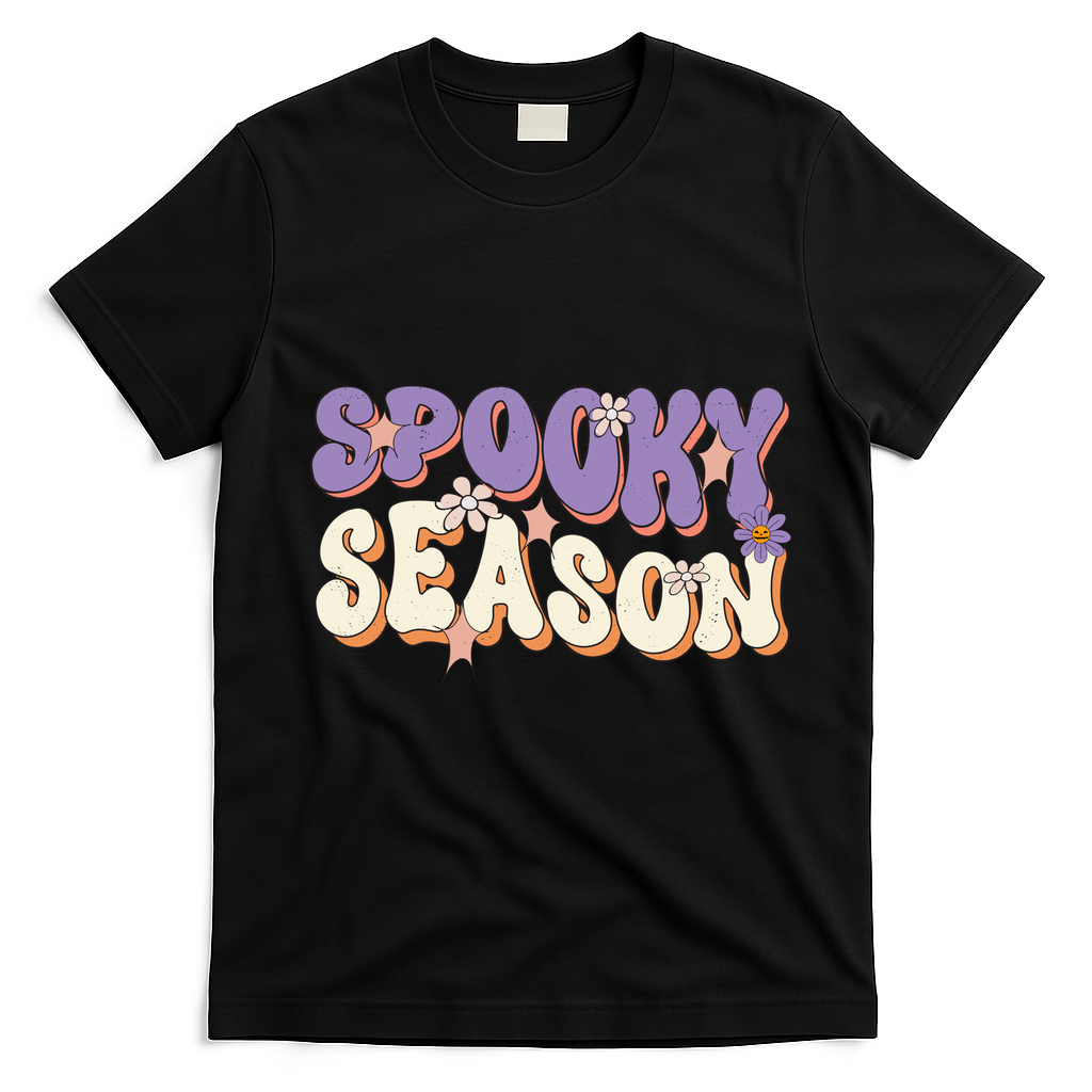 Spooky Season Cute Halloween Vibe Gift T-Shirt - Black