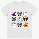 Spooky Season Cute Boo Ghost Coquette Halloween T-Shirt - White