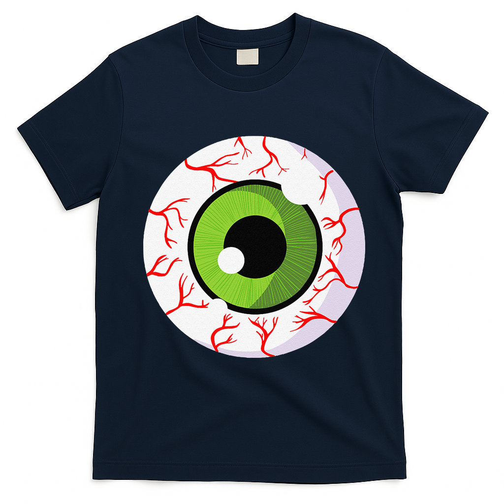 Spooky Scary Eyeball Funny Halloween Eyeball T-Shirt - Navy Blue