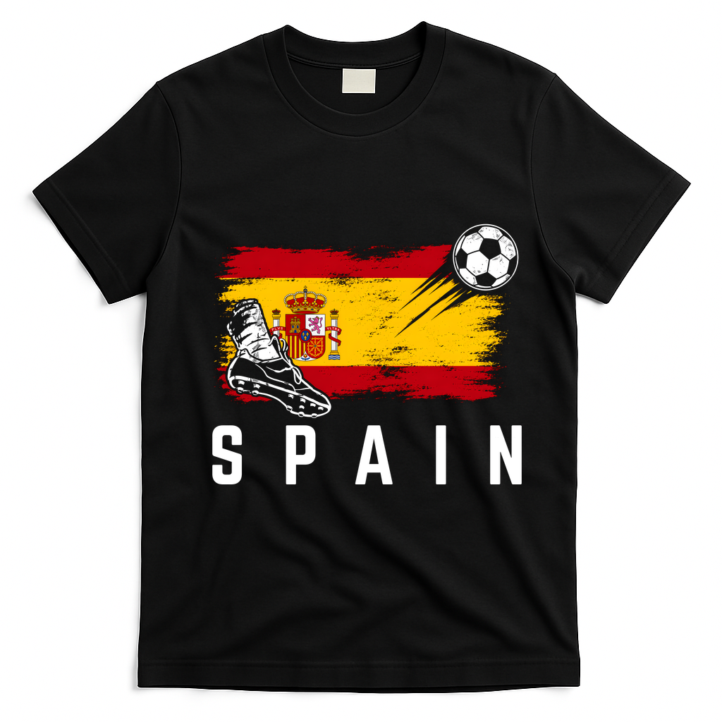 Spain Soccer Fan Gear Flag T-Shirt - Black