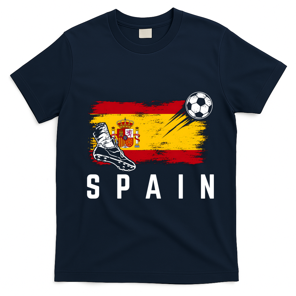 Spain Soccer Fan Gear Flag T-Shirt - Navy Blue