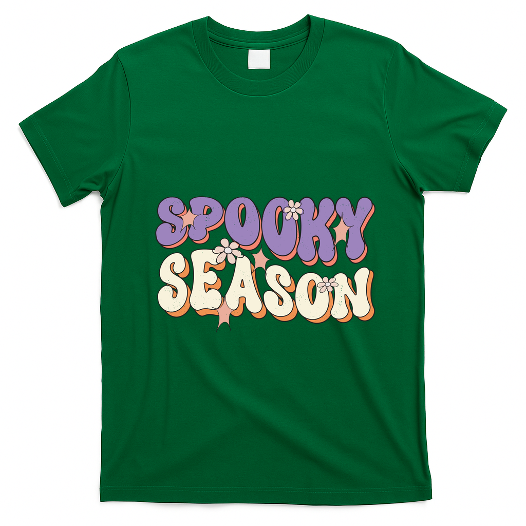 Spooky Season Halloween Groovy Retro T-Shirt - Irish Green