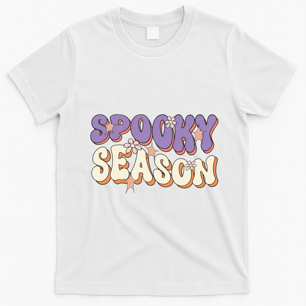Spooky Season Halloween Groovy Retro T-Shirt - White
