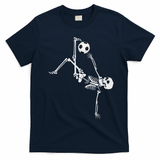 Soccer Skeleton Halloween Soccer Bicycle Kick T-Shirt - Navy Blue