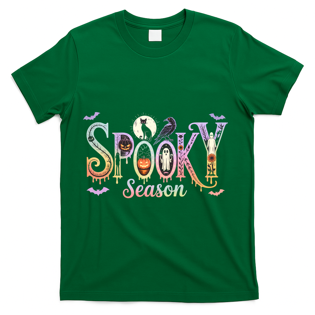 Spooky Season Iridescent Halloween T-Shirt - Green