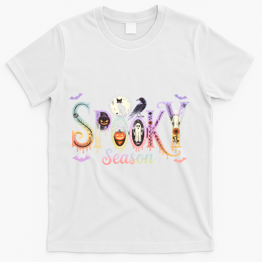 Spooky Season Iridescent Halloween T-Shirt - White