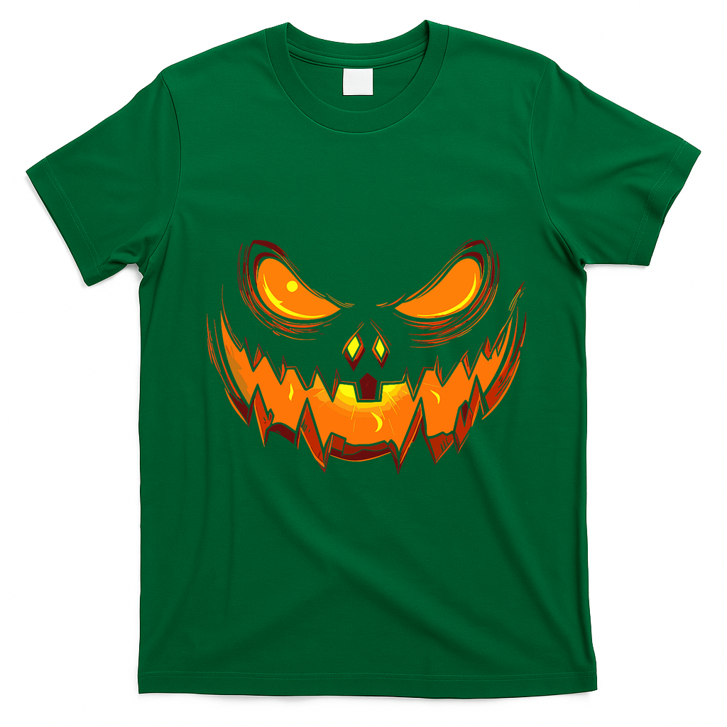 Scary Spooky Jack O Lantern Face Pumpkin Halloween T-Shirt - Irish Green