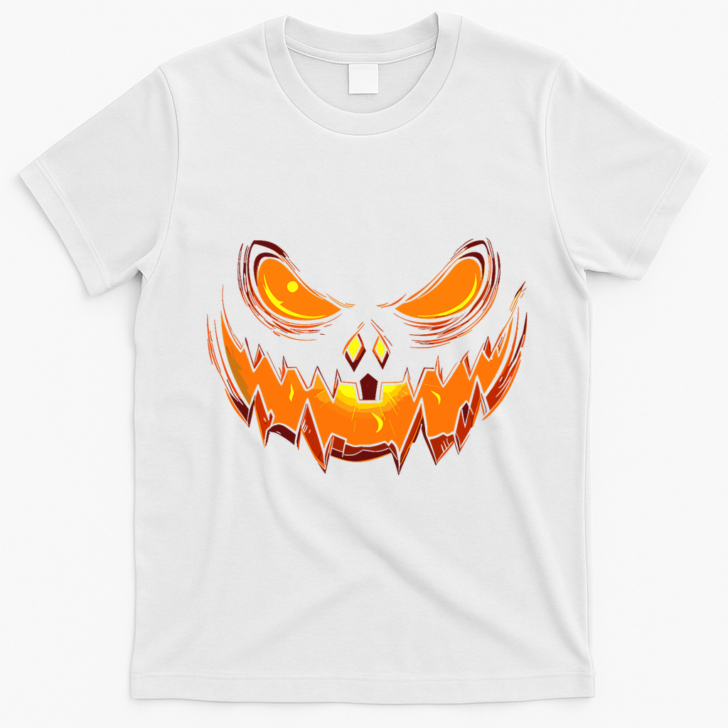 Scary Spooky Jack O Lantern Face Pumpkin Halloween T-Shirt - White