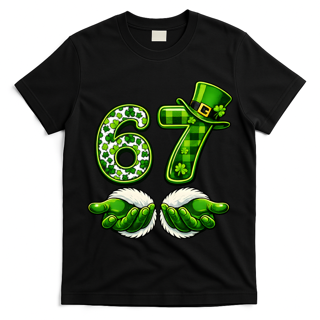 Six Seven Meme 67 St Patricks Day Shamrock Irish Clover T-Shirt