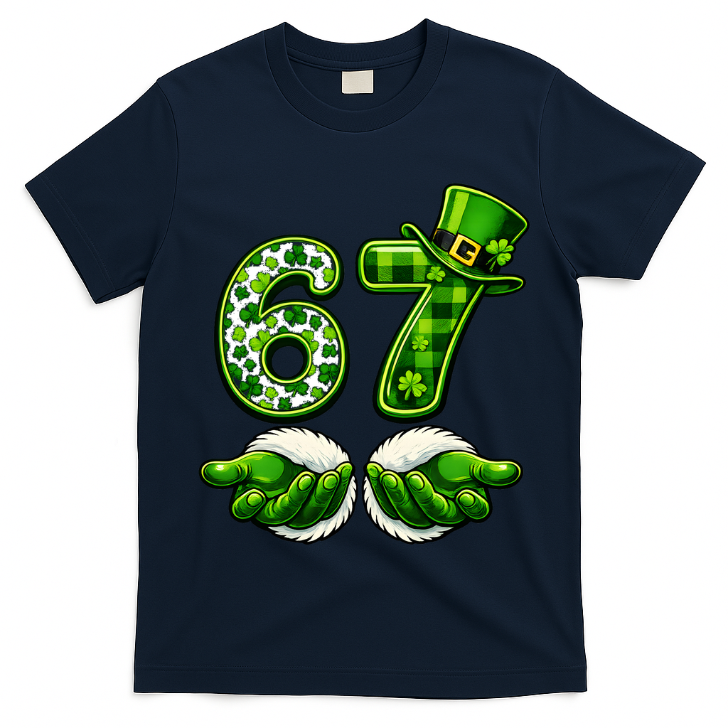 Six Seven Meme 67 St Patricks Day Shamrock Irish Clover T-Shirt