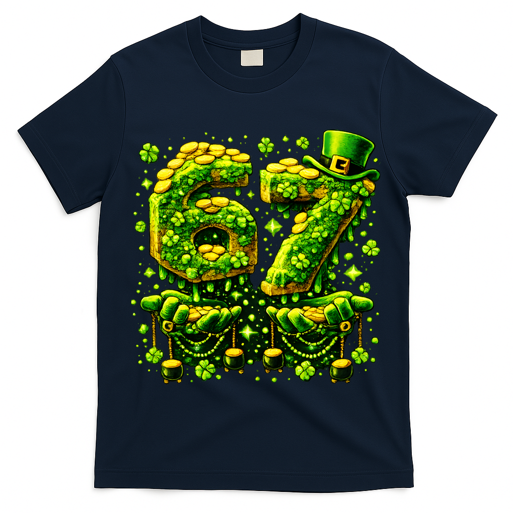Six Seven Meme 67 St Patricks Day 6-7 Irish Clover T-Shirt