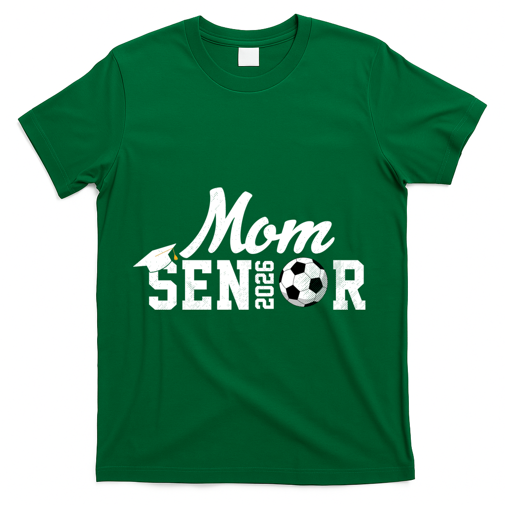 Senior Soccer Mom 2026 Class Of 26 Graduate T-Shirt - Green