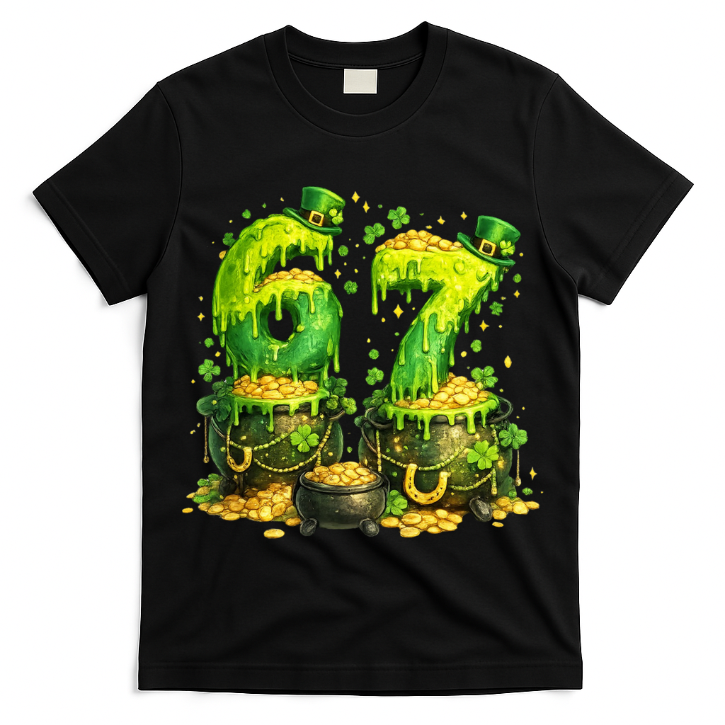 Six Seven Meme 67 St Patricks Day Shamrock T-Shirt