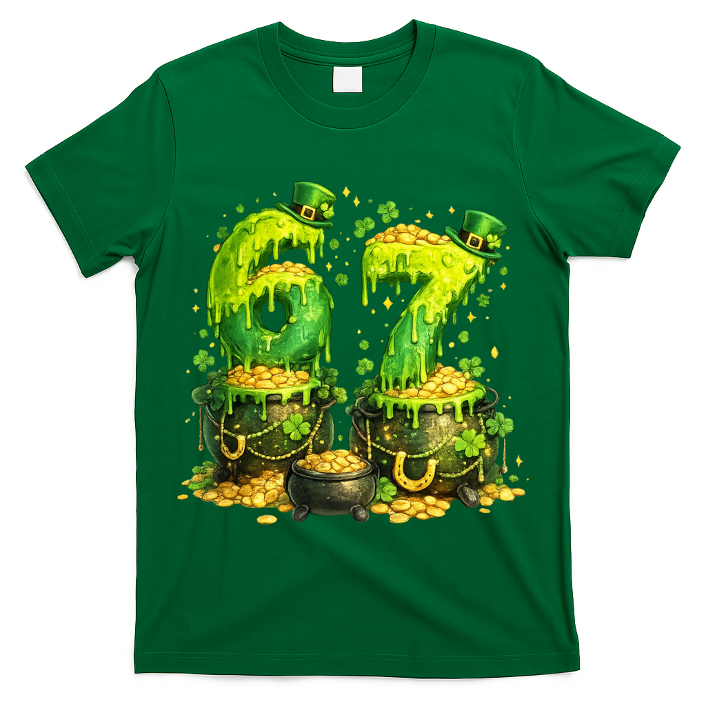 Six Seven Meme 67 St Patricks Day Shamrock T-Shirt