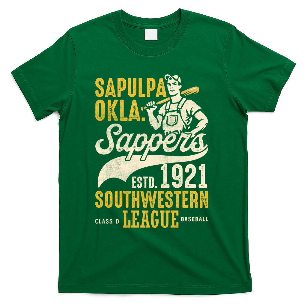 Sapulpa Sappers Oklahoma Vintage Baseball Team T-Shirt - Green