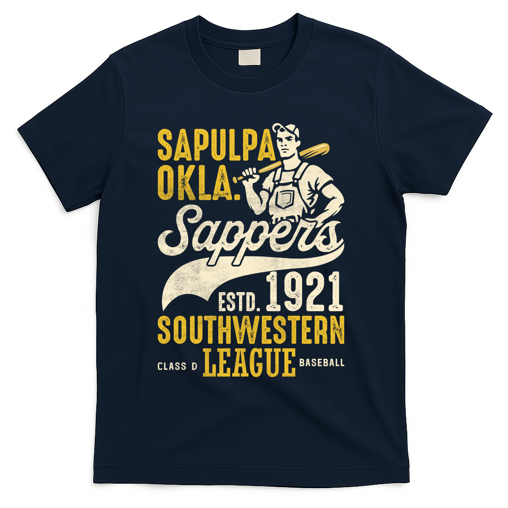 Sapulpa Sappers Oklahoma Vintage Baseball Team T-Shirt - Navy