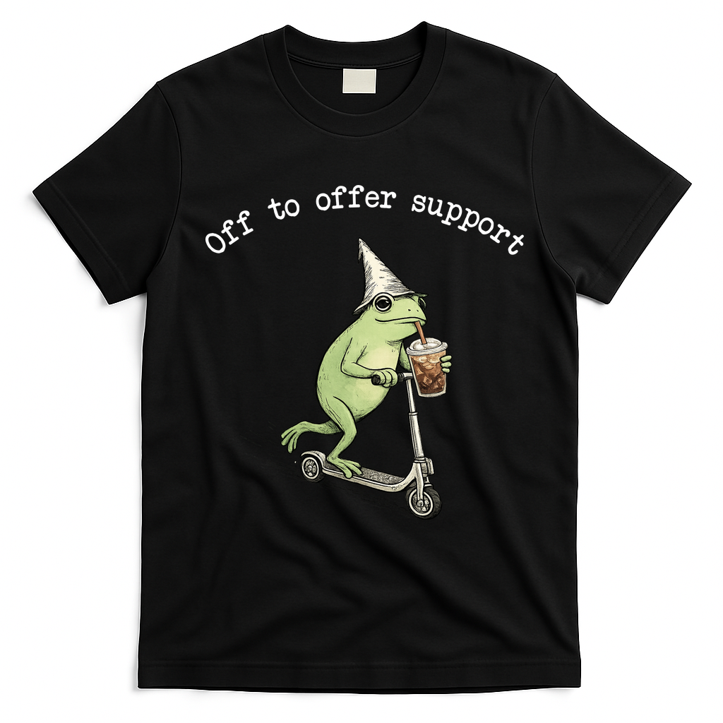 Support Staff Paraprofessional Back To School Frog Iced Coffee T-Shirt - Black