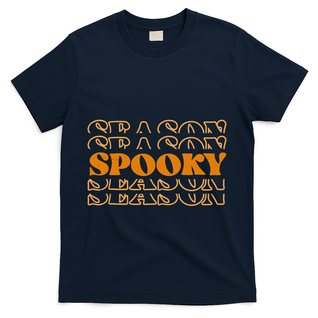 Spooky Season Retro Halloween T-Shirt - Navy