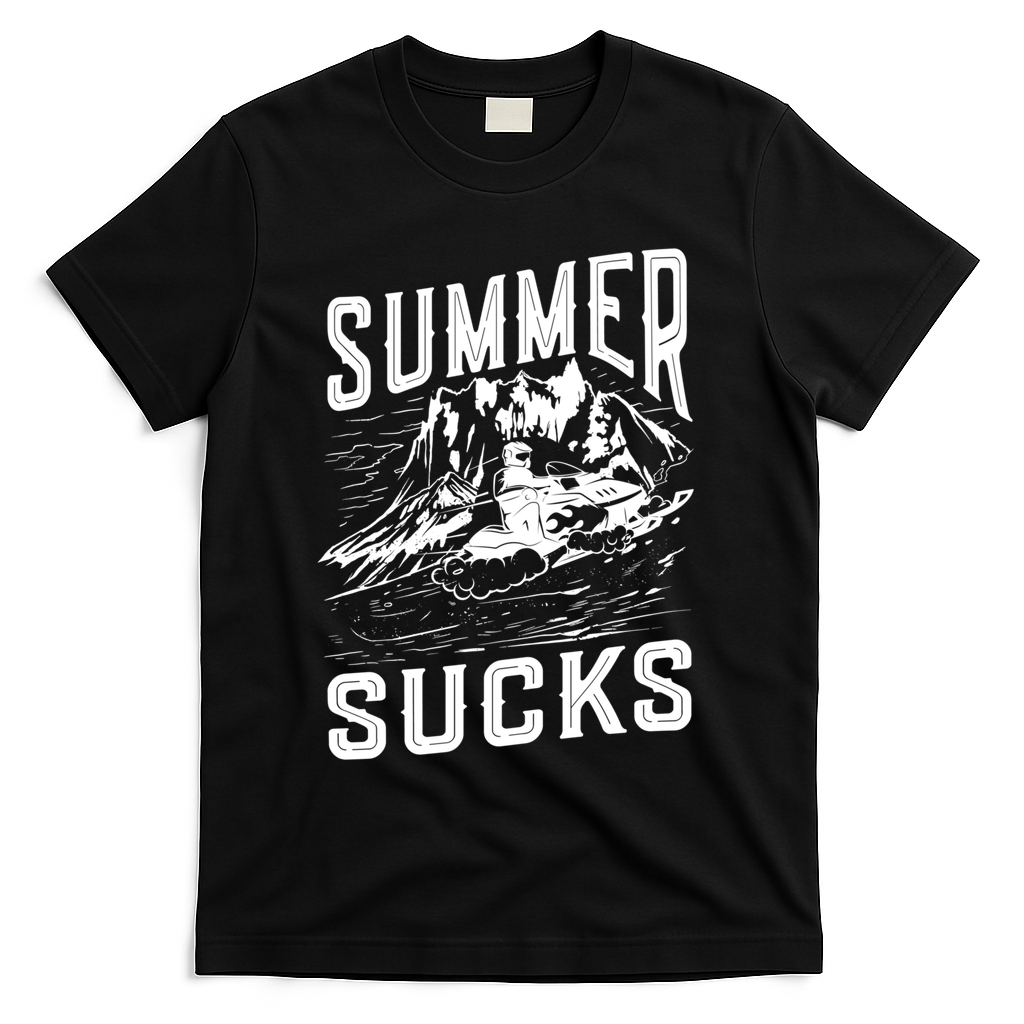 Summer Sucks Snowmobile Rider Gift T-Shirt - Black
