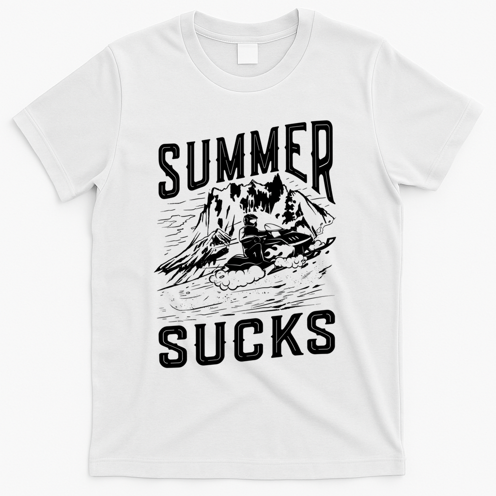 Summer Sucks Snowmobile Rider Gift T-Shirt - White