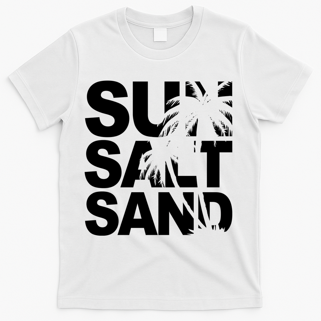 Sun Salt Sand Summer Palm Tree T-Shirt - White