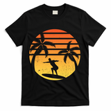 Summer Surf Sunset Retro T-Shirt - Black