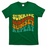 Sunrise Sunburn Sunset Repeat Retro Summer T-Shirt - Green