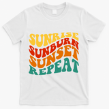 Sunrise Sunburn Sunset Repeat Retro Summer T-Shirt - White