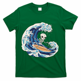 Skeleton Surfing Summer Surfer T-Shirt - Green