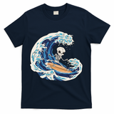 Skeleton Surfing Summer Surfer T-Shirt - Navy
