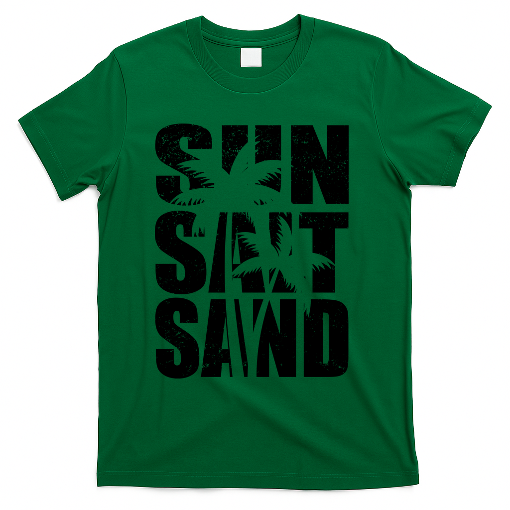Sun Salt Sand Palm Trees Summer Break T-Shirt - Green