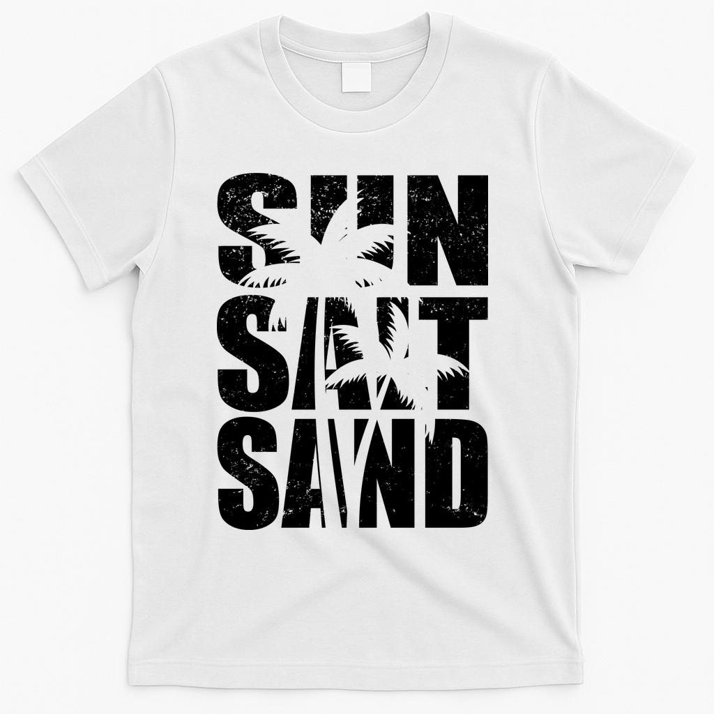 Sun Salt Sand Palm Trees Summer Break T-Shirt - White