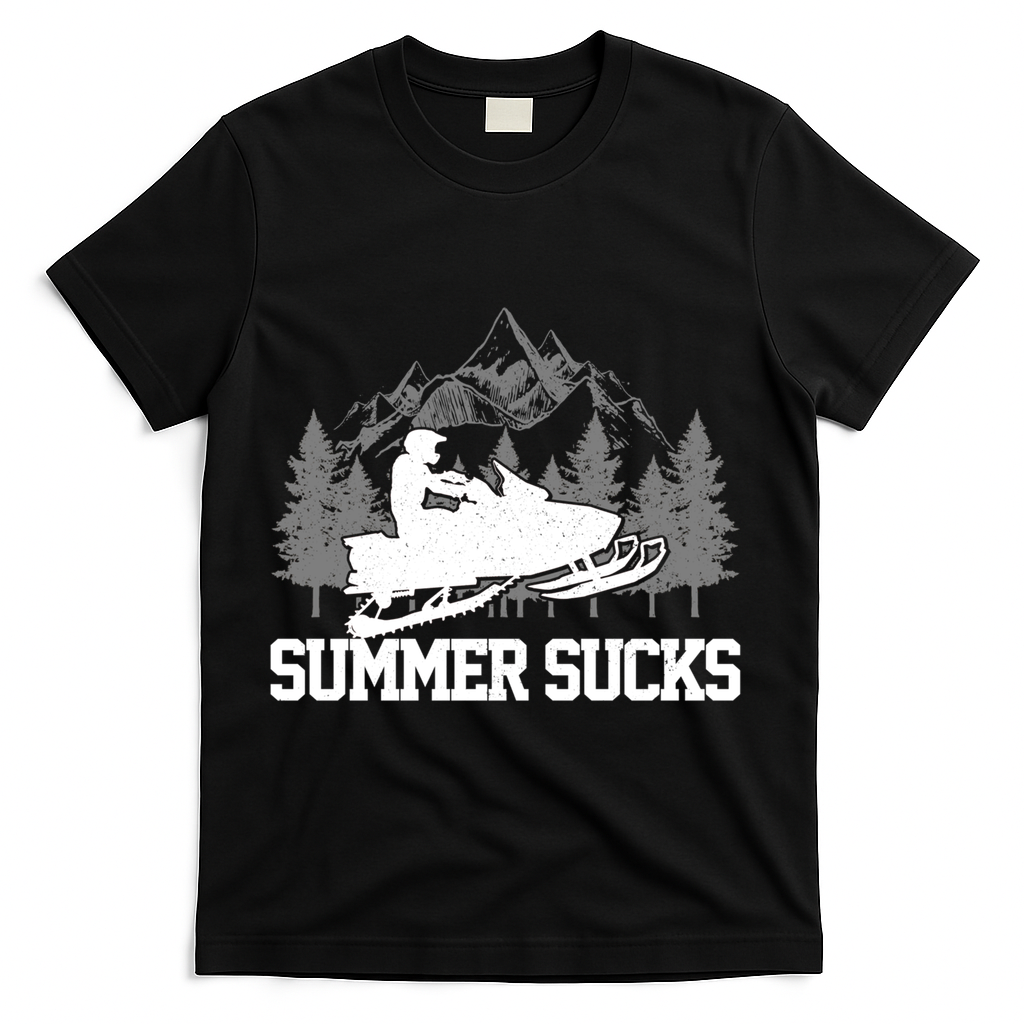 Snowmobile Summer Sucks Funny Motor Sled Vintage Gift T-Shirt - Black