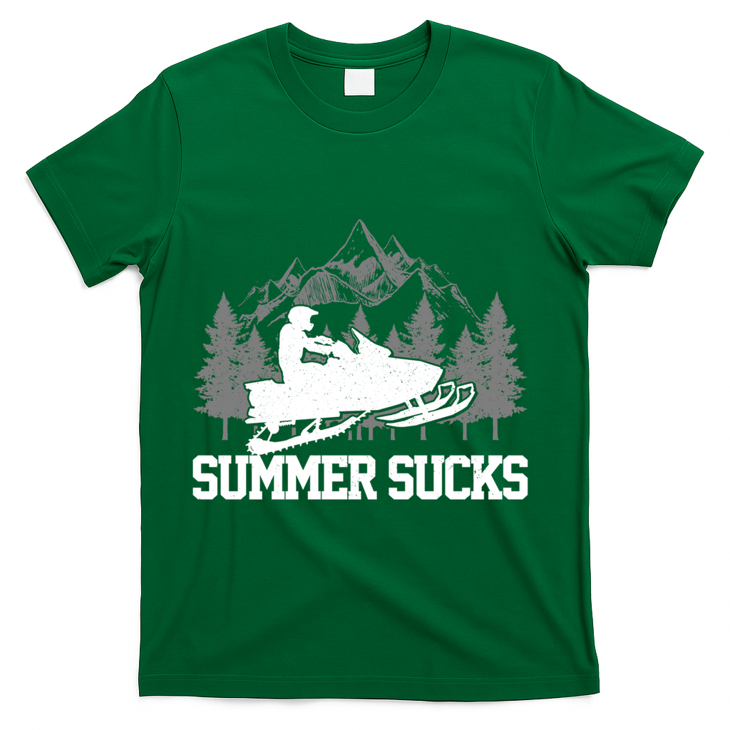 Snowmobile Summer Sucks Funny Motor Sled Vintage Gift T-Shirt - Green