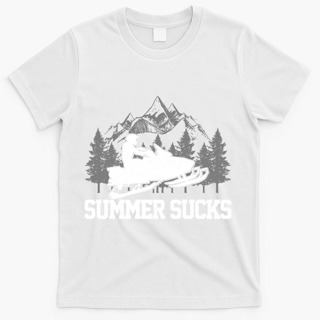 Snowmobile Summer Sucks Funny Motor Sled Vintage Gift T-Shirt - White