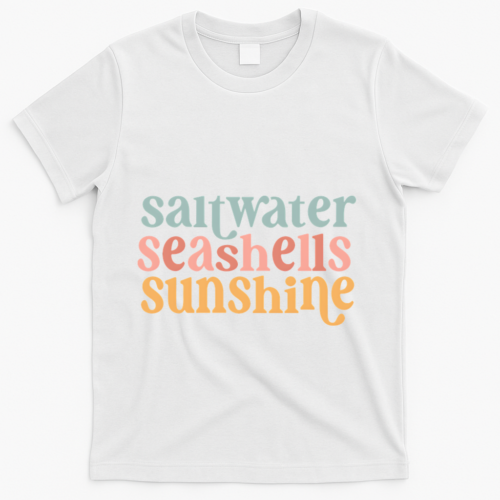Saltwater Seashells Sunshine Cute Summer T-Shirt - White