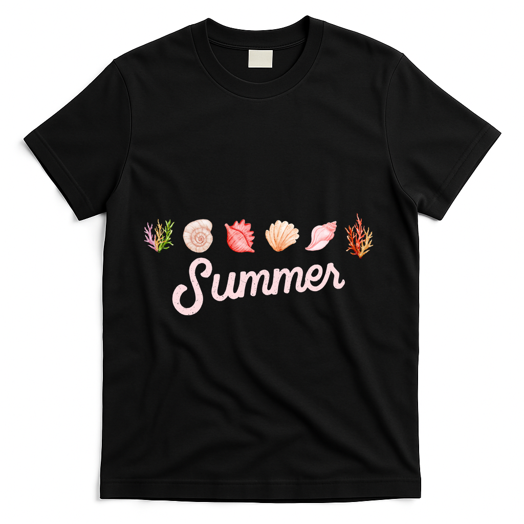 Summer Seashell Tropical T-Shirt - Black