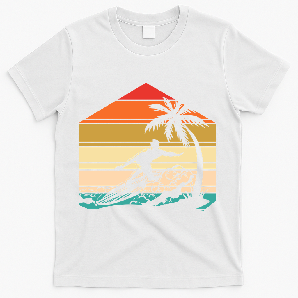 Surfer Summer Tropical Sunset T-Shirt - White