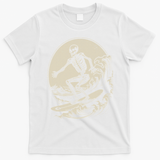 Skeleton Surfer Vintage Big Wave Surfing Funny Halloween T-Shirt - White