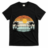Sunshine Summer Vibes Palm Trees Beach Retro Tropical Summer T-Shirt - Black
