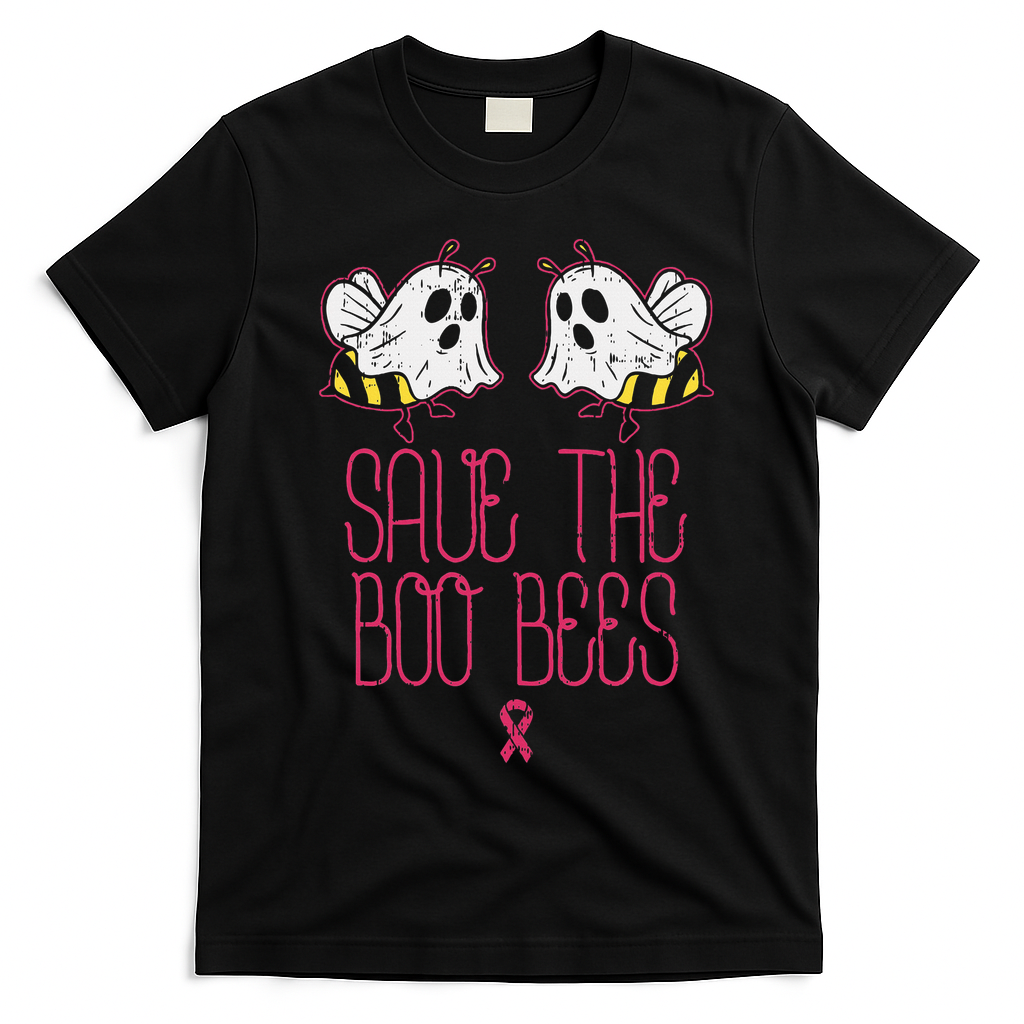 Save The Boobees Boo Bees Breast Cancer Halloween T-Shirt - Black