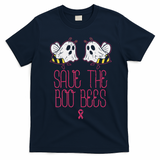 Save The Boobees Boo Bees Breast Cancer Halloween T-Shirt - Navy Blue